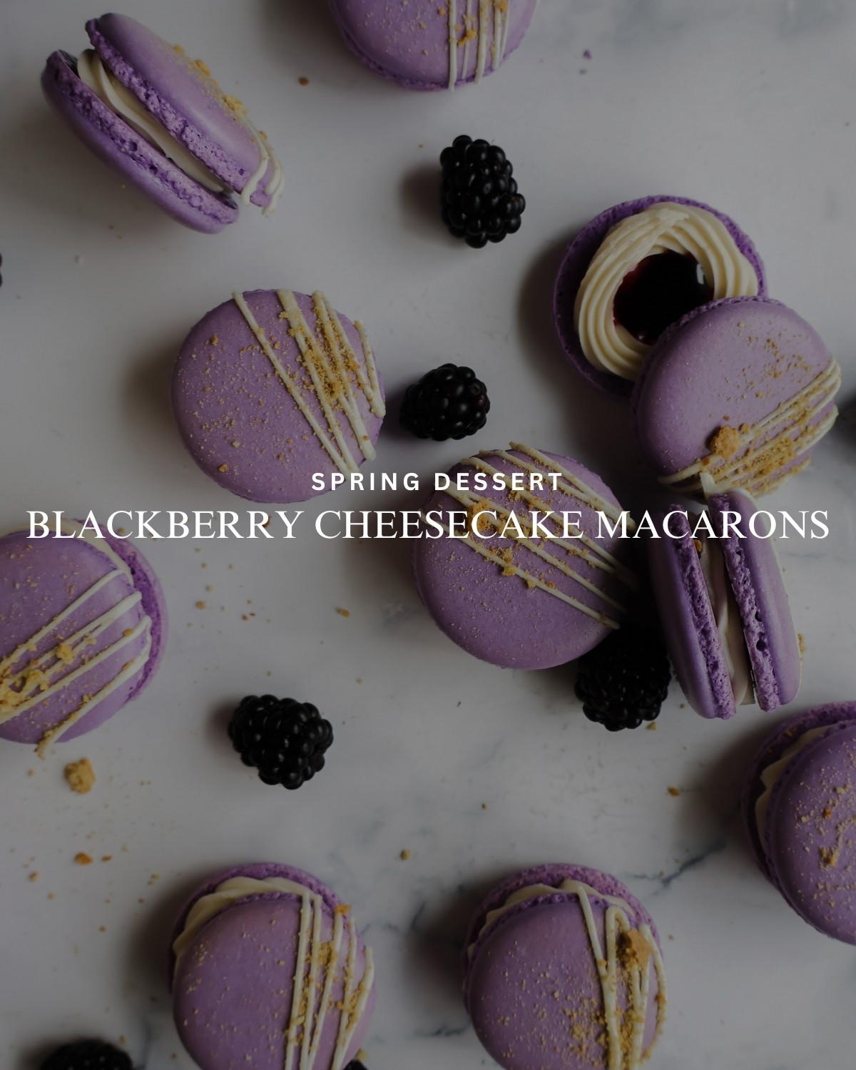 These Blackberry Cheesecake Macarons are the perfect addition to your Spring dessert list. With blackberry jam and cheesecake frosting in the center these are the macaron.

Recipe: https://kaylazenner.com/blackberry-cheesecake-macarons/