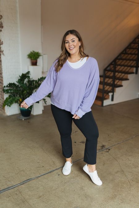Need a good travel outfit? Love this oversized knit top with flared leggings. Wearing size XL in everything! 

#LTKstyletip #LTKmidsize #LTKtravel