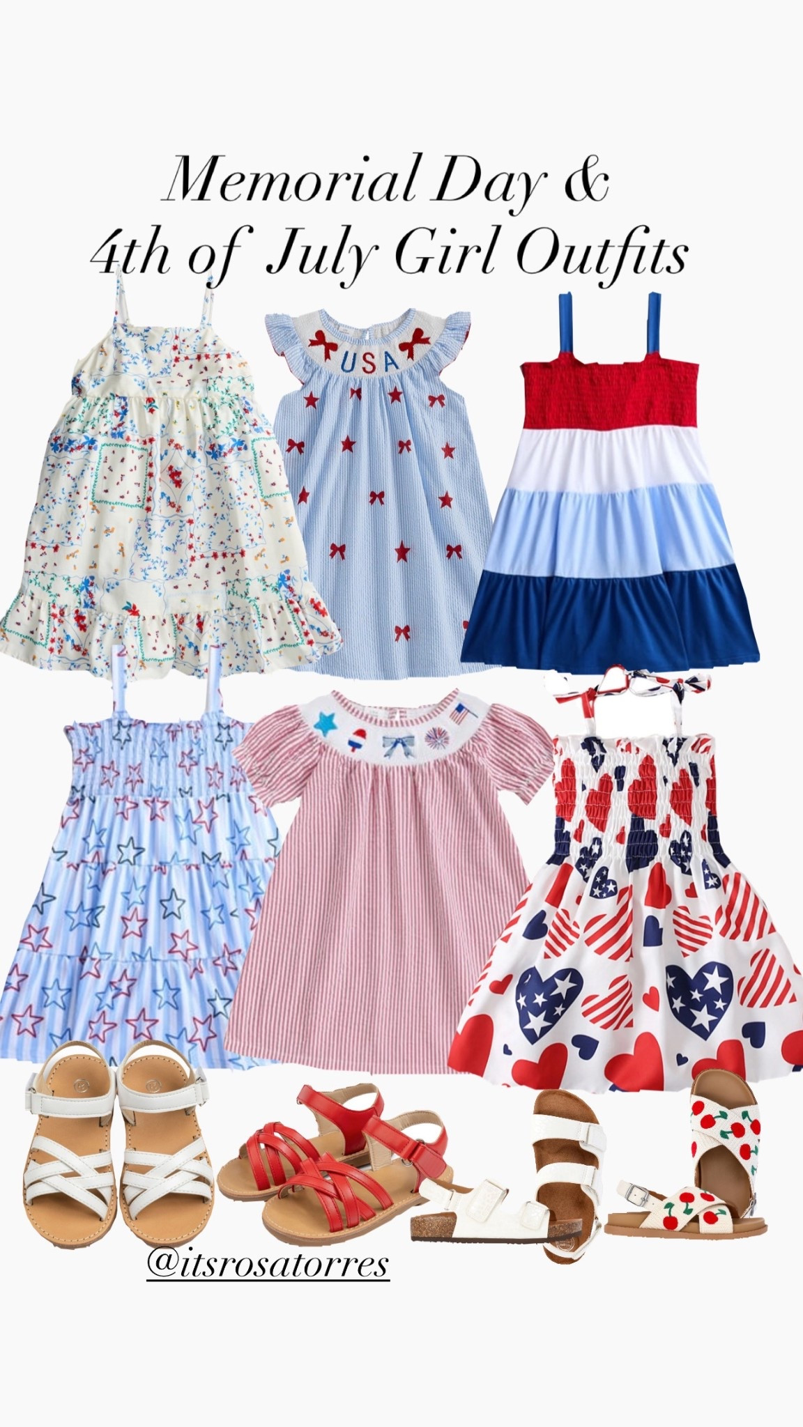 Memorial Day outfits for girls & also Fourth of July girls dresses they are so cute! The sandals not to mention cuteness overloaded. 

#fourthofjydresses #fourthofjulygirldress #fourthofjulysandals #redwhiteandblue 
#memorialday #fourthofjuly #memorialdaystyle #fourthofjulystyle #fireworks #250anniversary #america #americana

#LTKKids #LTKootd #LTKSeasonal