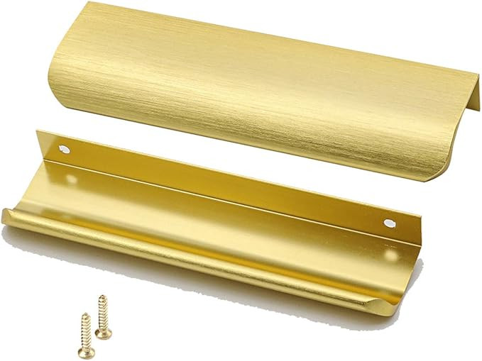 goldenwarm Edge Drawer Pulls Gold Cabinet Door Hardware Long Finger Pull Hidden Drawer Handles 12... | Amazon (US)