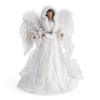 North Pole Trading Co. 16in White And Silver African American Christmas Angels Figurine | JCPenney