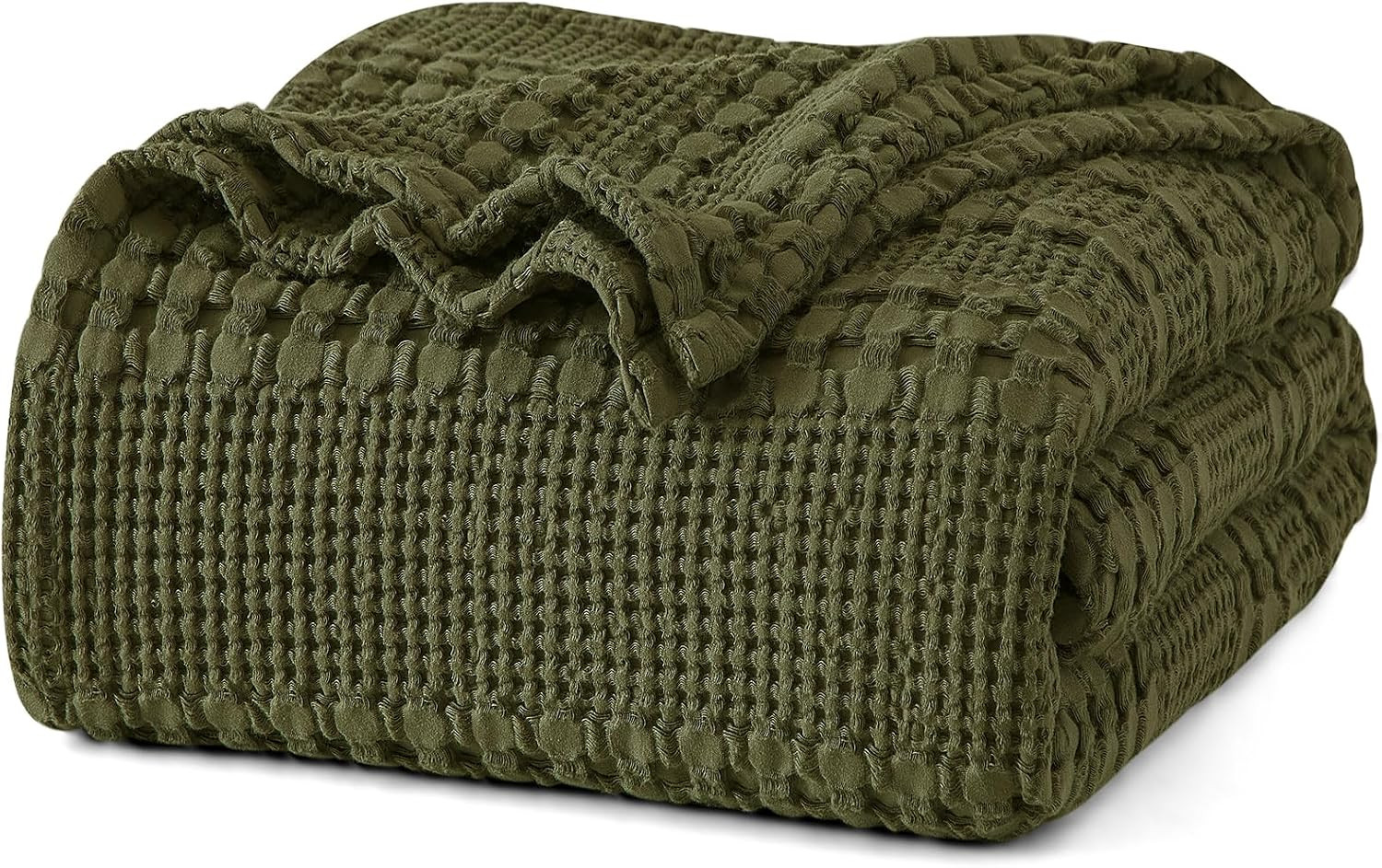 PHF Lightweight 100% Cotton Waffle Blanket for Bed, King, Capulet Olive | Amazon (US)