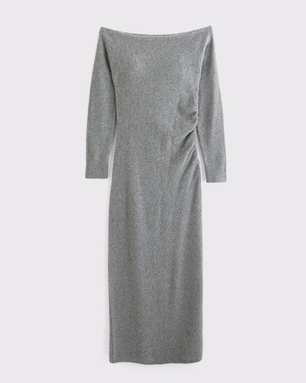 Off-The-Shoulder Boucle Maxi Sweater Dress | Abercrombie & Fitch (US)
