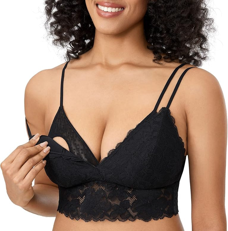MOMANDA Women's Plus Size Nursing Bra Lace Bralette Wireless Padded Maternity Breastfeeding Bras | Amazon (US)