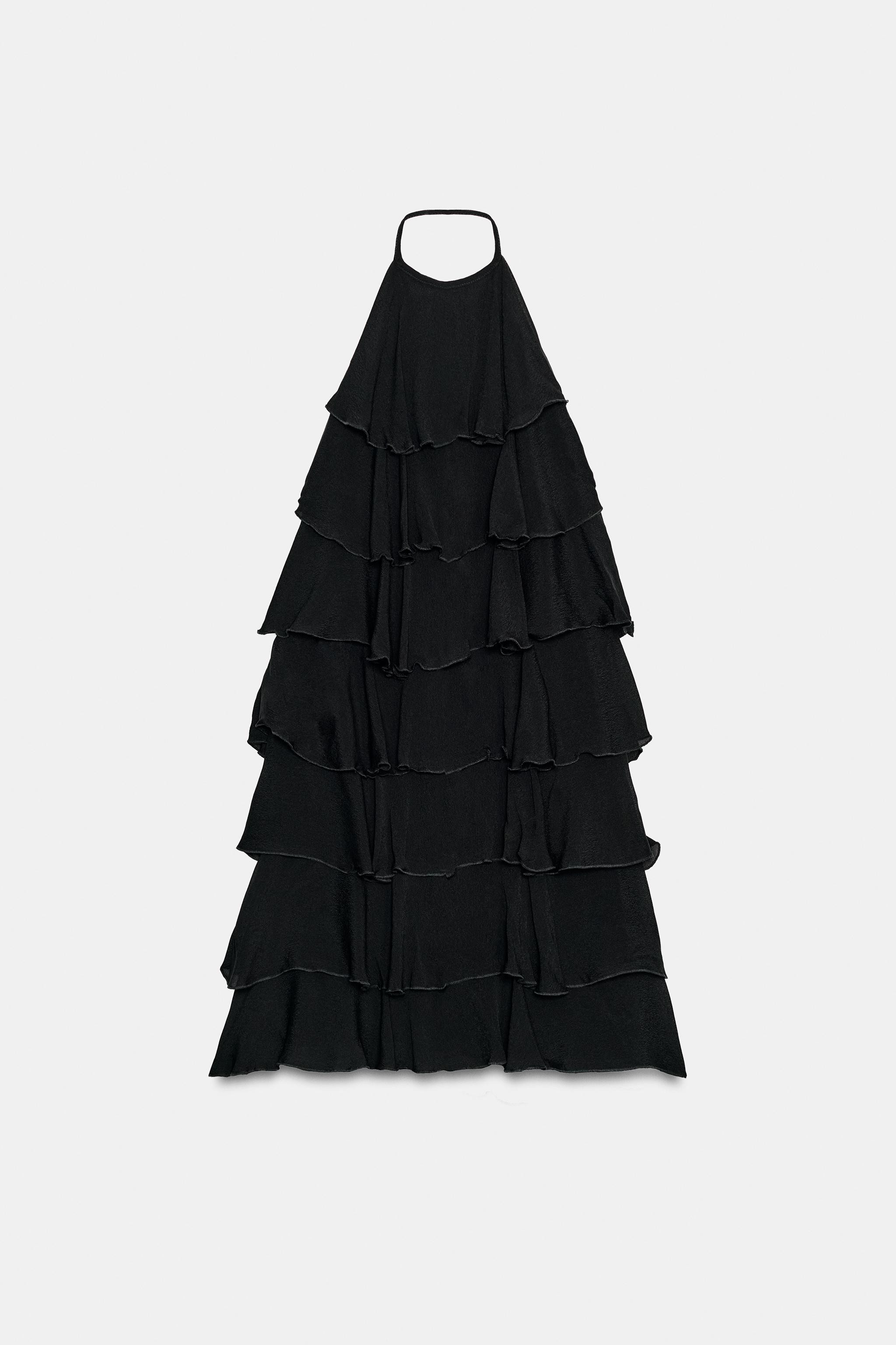 Model height: 181 cmHalter neck mini dress. Open back with tie detail. Featuring ruffles, matchin... | Zara UK