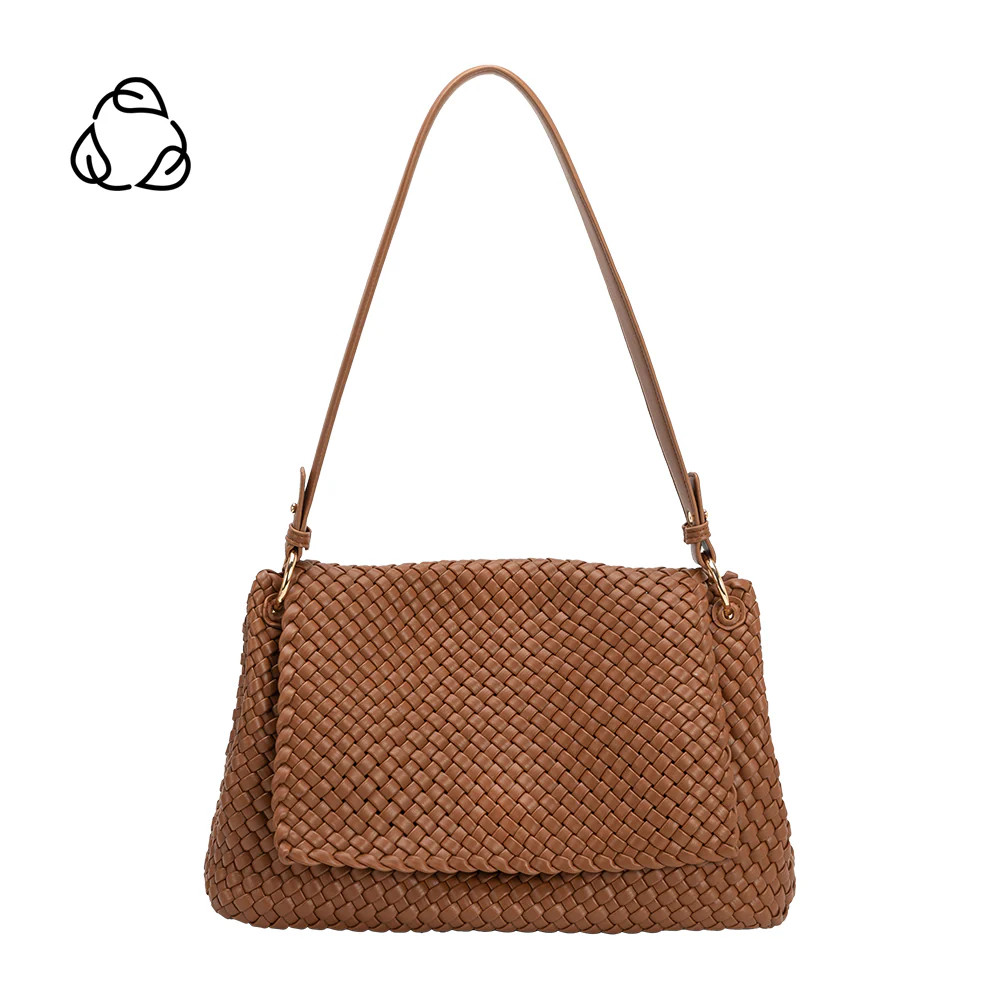 Saddle Natalia Woven Recycled Vegan Leather Shoulder Bag | Melie Bianco | Melie Bianco