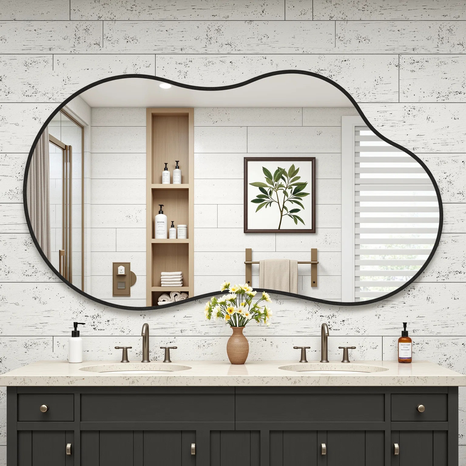 Asymmetrical Cloud Shaped Wall Mirror – Matte Black Frame, Easy Installation | Wayfair North America