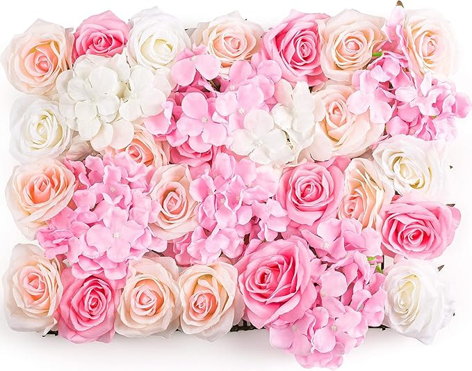Flower Wall Decor 3D Flower Wall Panel Silk Flowers for Wedding Backdrop, Bridal Shower, Event, B... | Amazon (US)