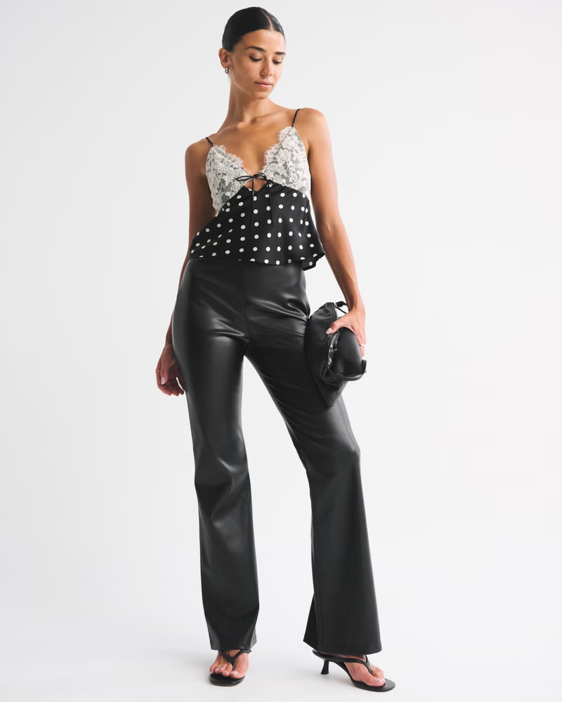 Curve Love High Rise Slim Boot Vegan Leather Pant | Abercrombie & Fitch (US)
