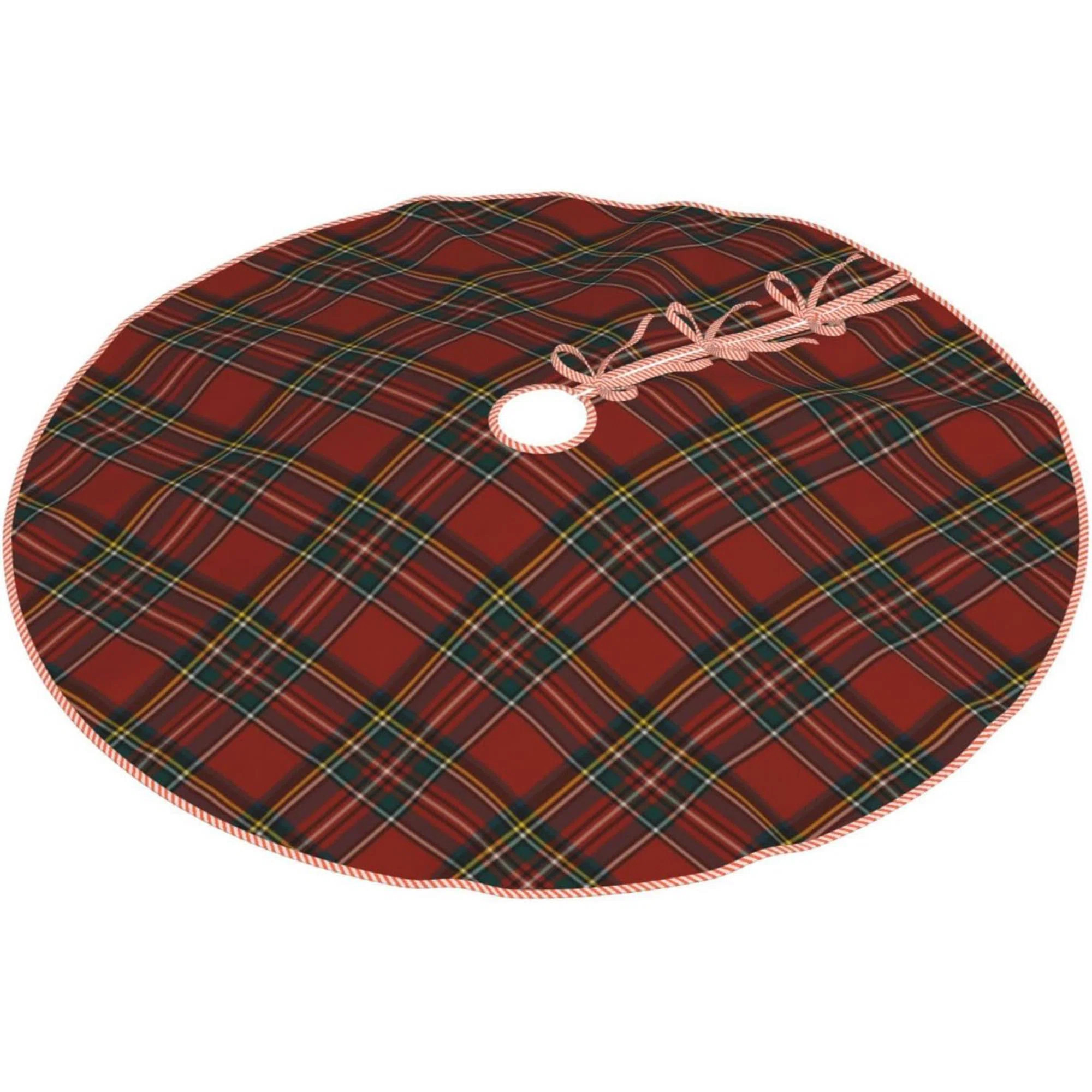 Christmas Tree Skirt Linen Royal Stewart Tartan Classic Scottish Plaid Xmas Tree Skirt Decoration... | Wayfair North America