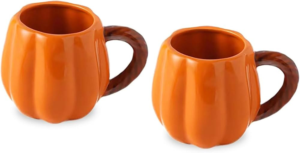 2 Pcs Ceramic Pumpkin Mug 13 Oz Coffee Mug Tea Cup, Holiday Decorations | Amazon (US)
