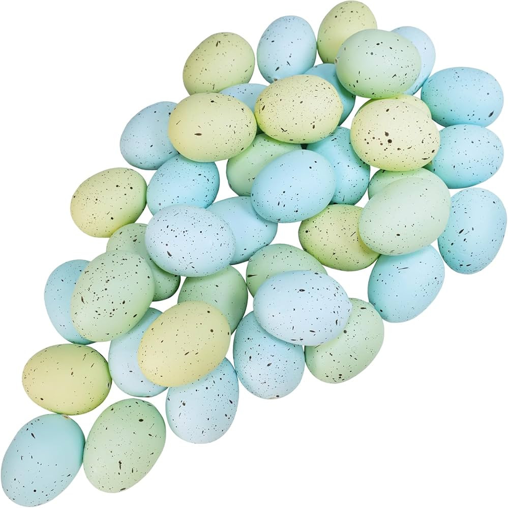 Winlyn 40 Pcs Easter Eggs Artificial Speckled Foam Eggs Pastel Green Blue Decorative Eggs 2.1" fo... | Amazon (US)