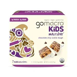 GoMacro Kids MacroBar Organic Vegan Snack Bars - Chocolate Chip Cookie Dough (0.90 Ounce Bars, 7 ... | Amazon (US)