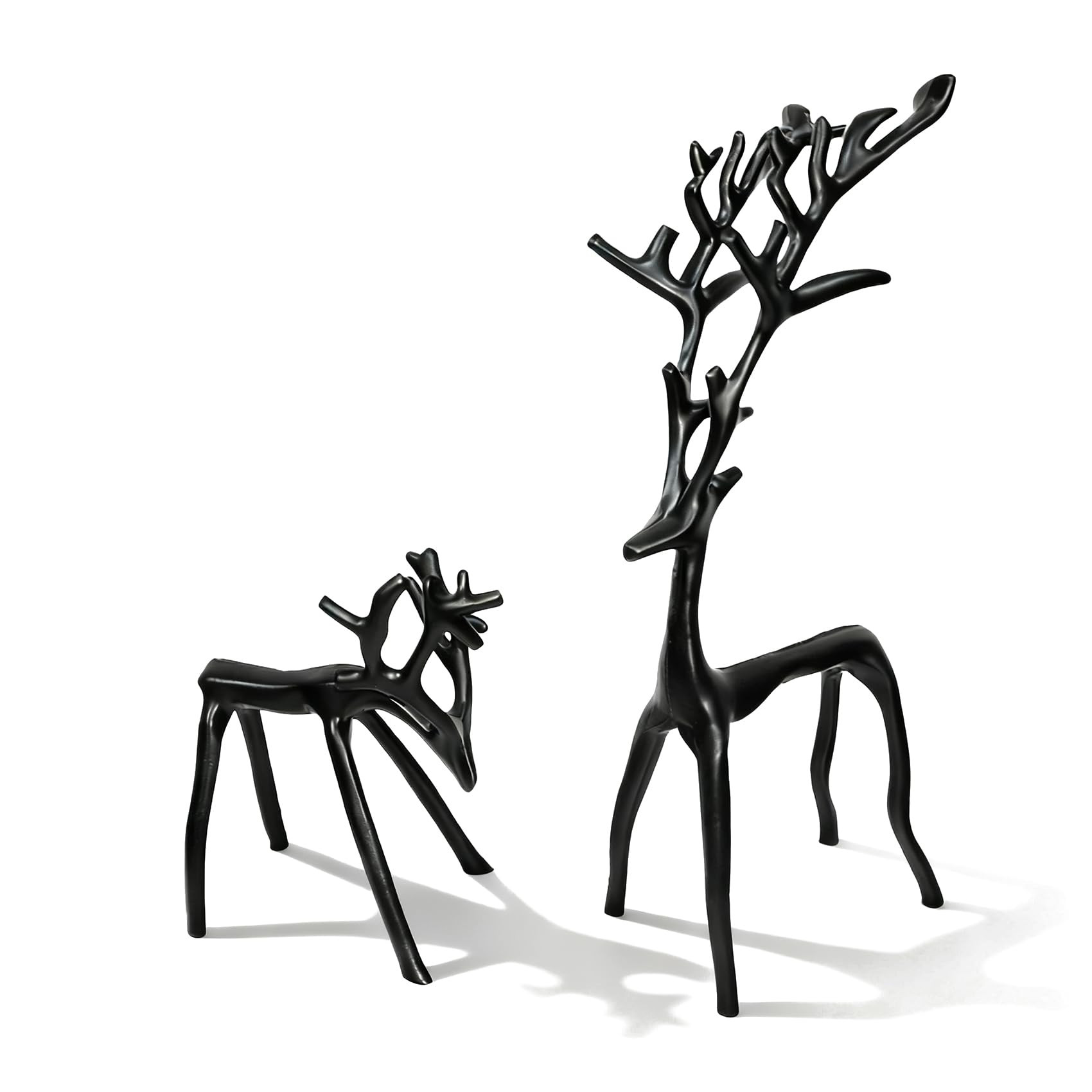 Christmas Decorations - Set of 2 Black Reindeer Statues, Modern Metal Xmas Figurines for Indoor H... | Amazon (US)