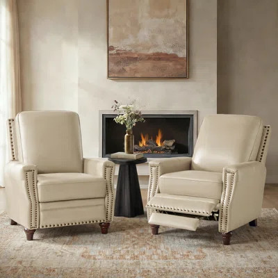 Andrena 32''W Genuine Leather Recliner with Nailhead Trim | Wayfair North America