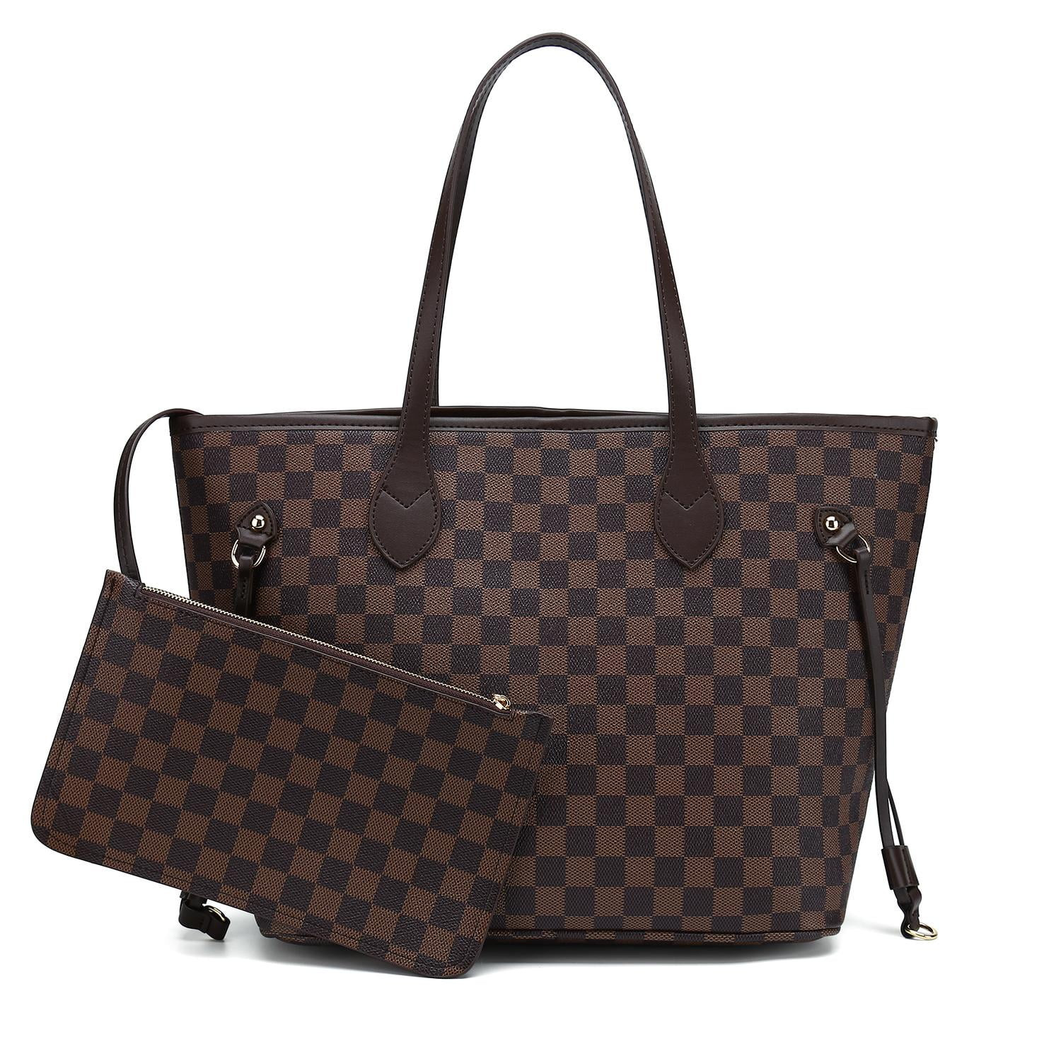 Twenty Four Checkered Tote Shoulder Bag Women's Crossbody Travel Satchel - Pu Vegan Leather (Cf B... | Walmart (US)