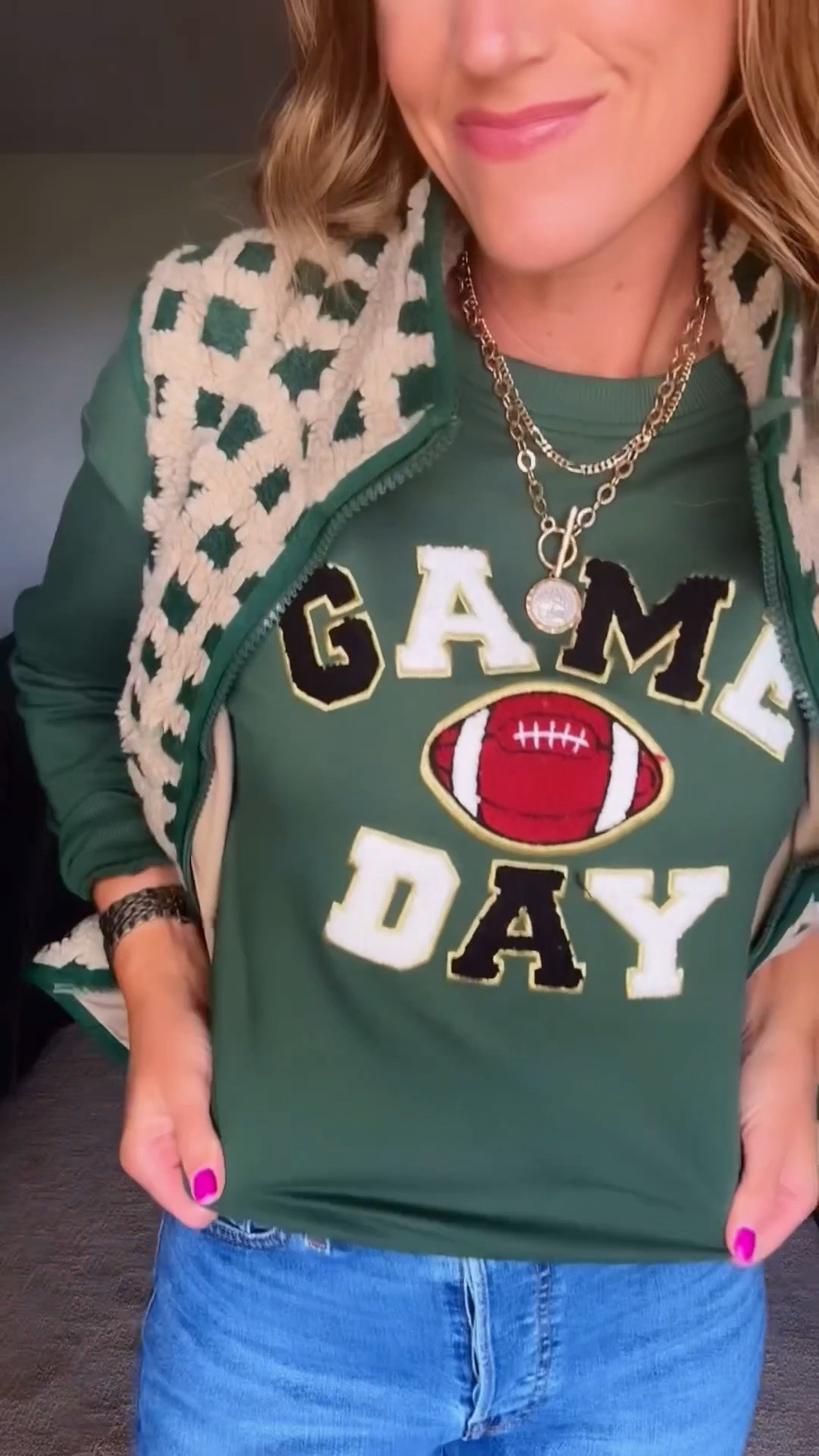 Game Day outfit idea 🏈 
Available in several color options. 
Sweatshirt, small
Vest, medium

#LTKSeasonal #LTKOver40