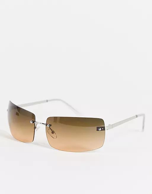 ASOS DESIGN large 90s rimless mid square sunglasses | ASOS (Global)