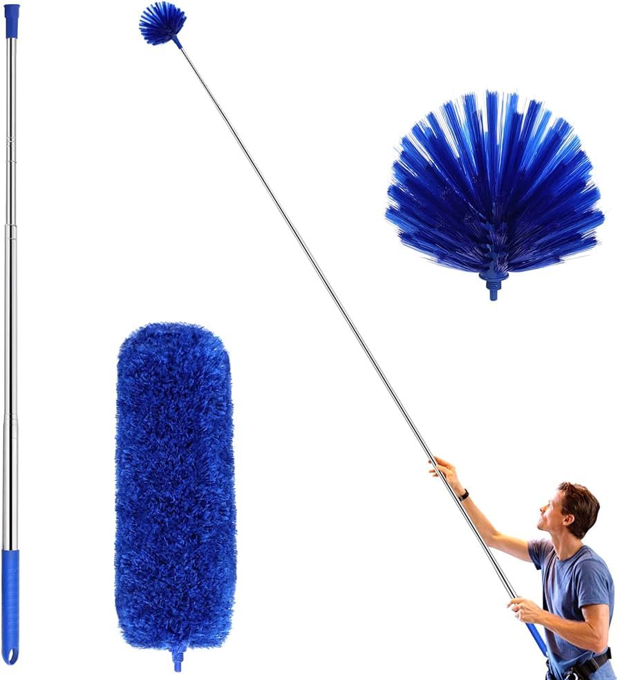 Ceiling Fan Duster with Extension Pole, Cobweb & Corner Brush Cleaning Kit w 2 Duster Heads for C... | Amazon (US)