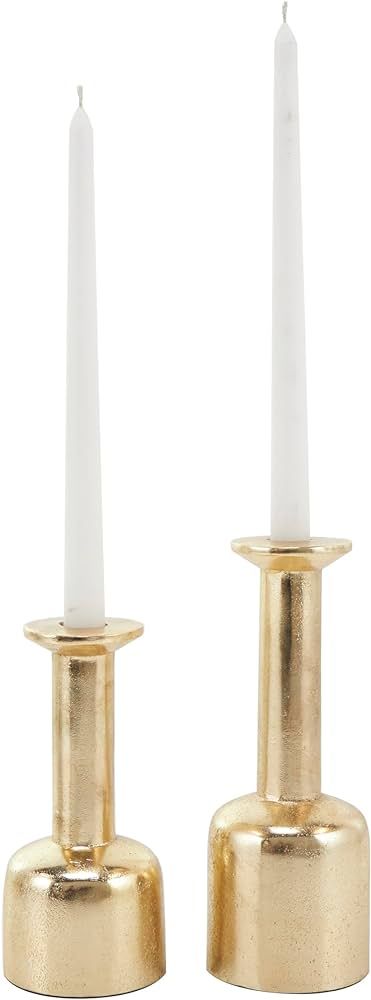 Deco 79 Aluminum Metal Candle Holder with Rounded Bases, Set of 2 7", 8" H, Gold | Amazon (US)