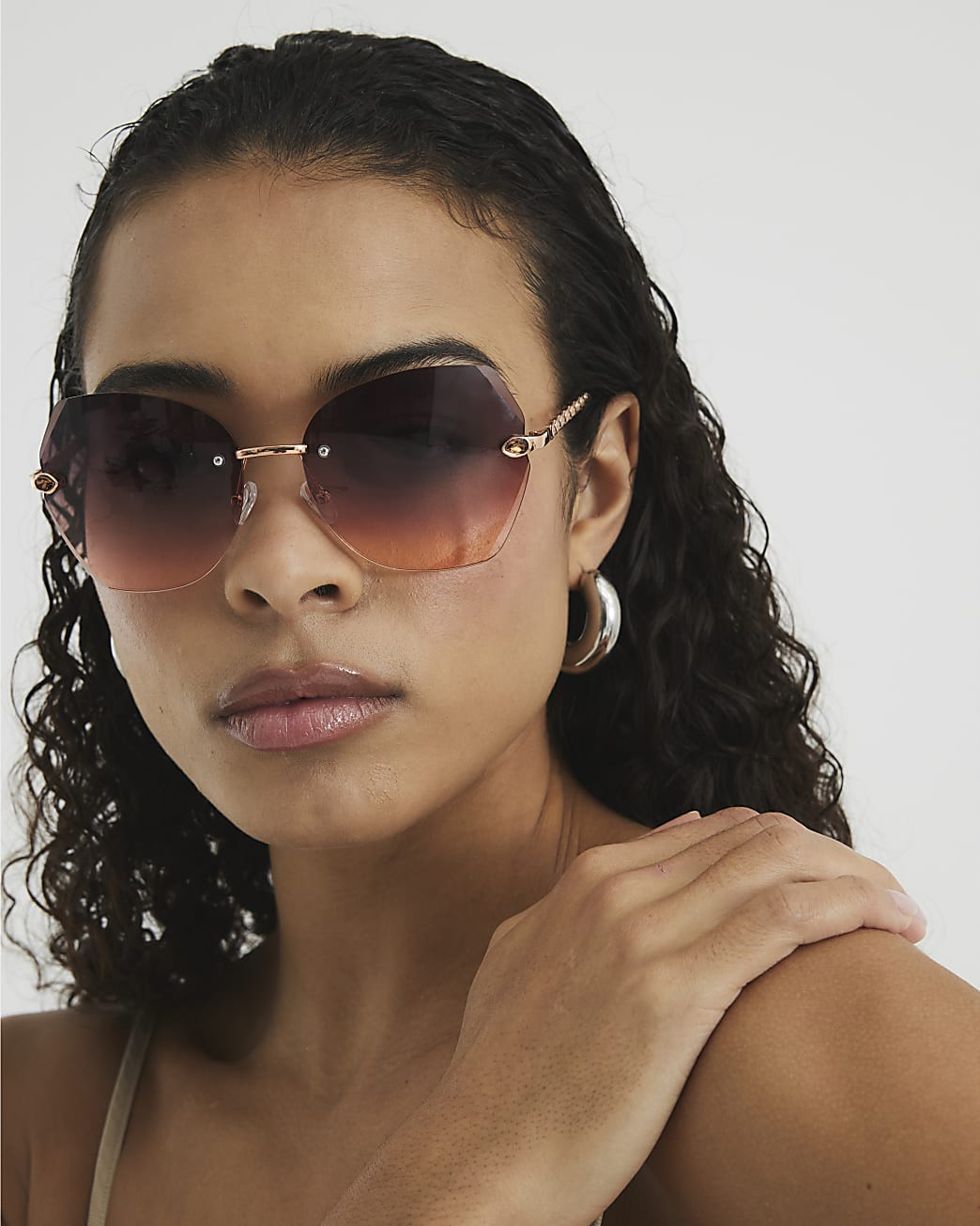 Rose Gold Oversized Sunglasses | River Island UK & IE