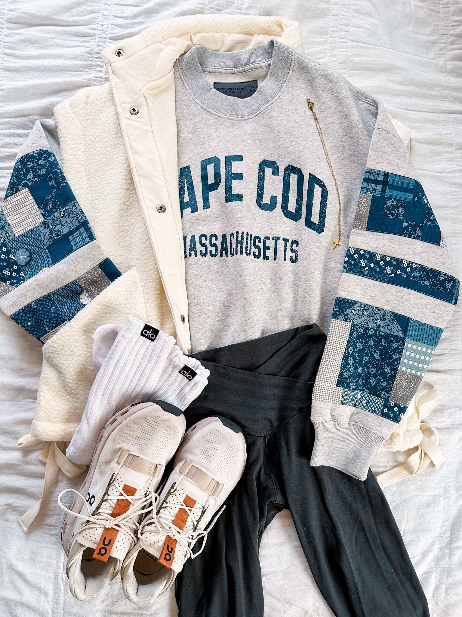 Loving these new patch sweatshirts from Abercrombie! 20% off today. Wearing XS 
Vets small 
Shoes tts 
Leggings tts short 

#LTKFindsUnder50 #LTKStyleTip #LTKPetite