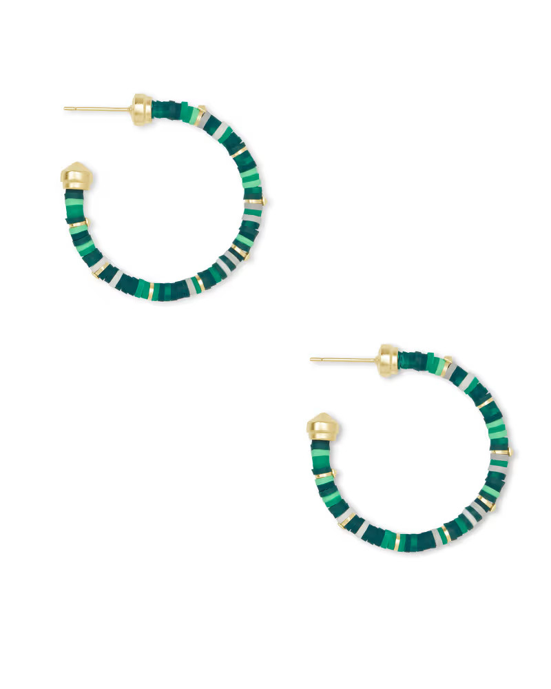 Reece Gold Small Hoop Earrings in Green Mix | Kendra Scott