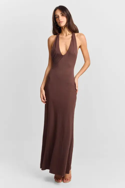 Sasha Therese Julia Maxi Dress in Brown at Nordstrom, Size Xx-Large | Nordstrom
