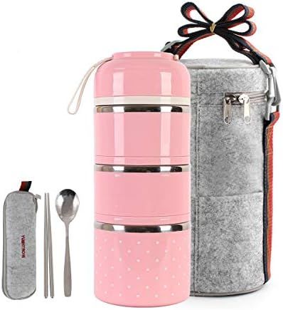 HOMESPON Lunch Box with Insulated Lunch Bag Bento Box Stackable Stainless Steel Lunch Storage Con... | Amazon (UK)