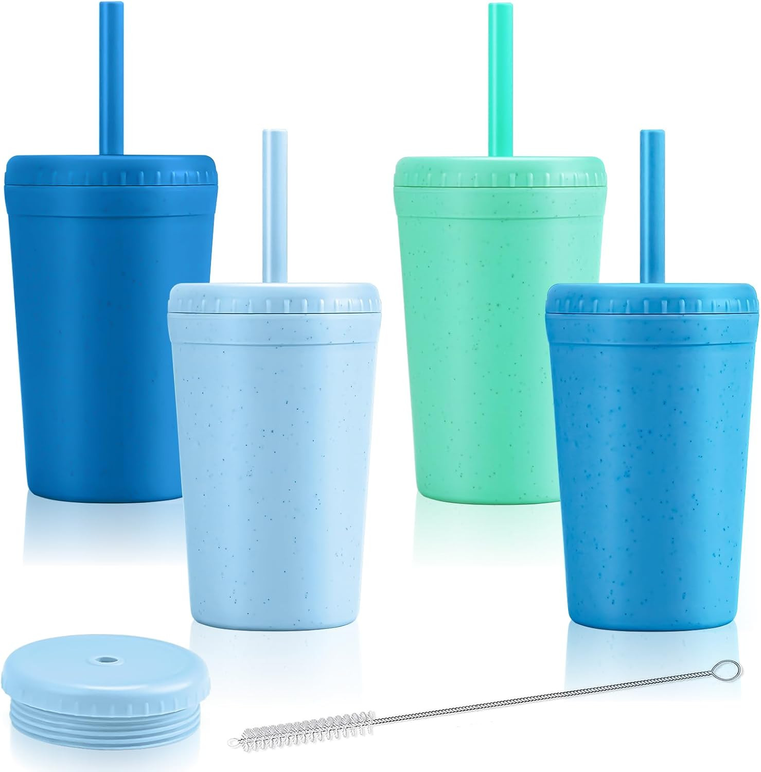 Reusable 10oz Wheat Straw Cups, Durable Water Cups With Lids and Straws for Kids, Chip Resistant ... | Amazon (US)