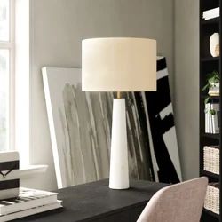 Mercury Row® Fancher Alabaster 30" White Table Lamp | Wayfair North America