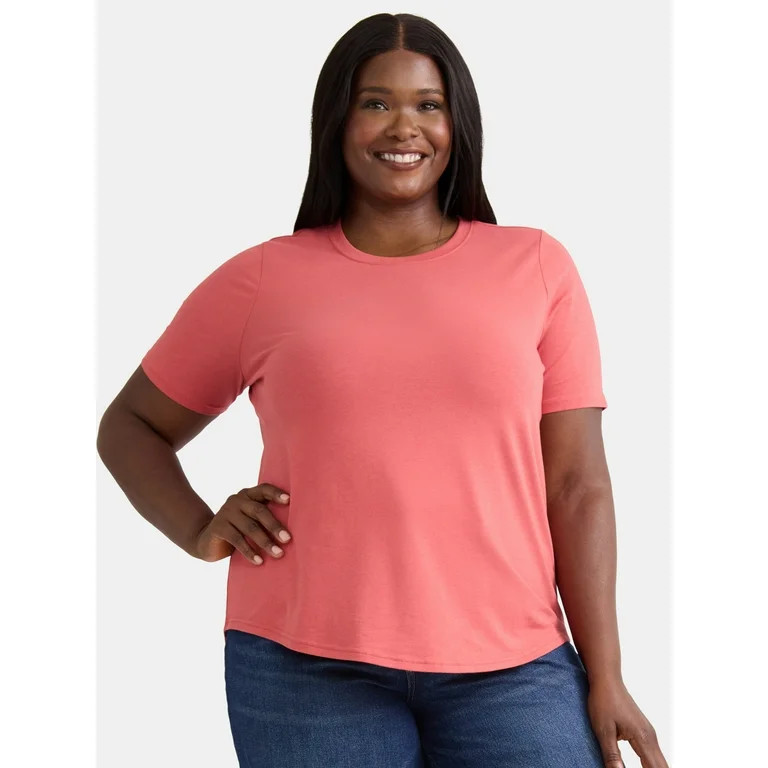 Terra & Sky Women’s Plus Crew Tee with Short-Sleeves, Sizes 0X-5X | Walmart (US)