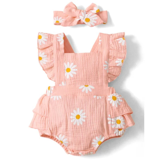 PatPat Newborn Baby Girl Clothes 100% Cotton Baby Romper Sleeveless Short Jumpsuit Summer Clothes... | Walmart (US)