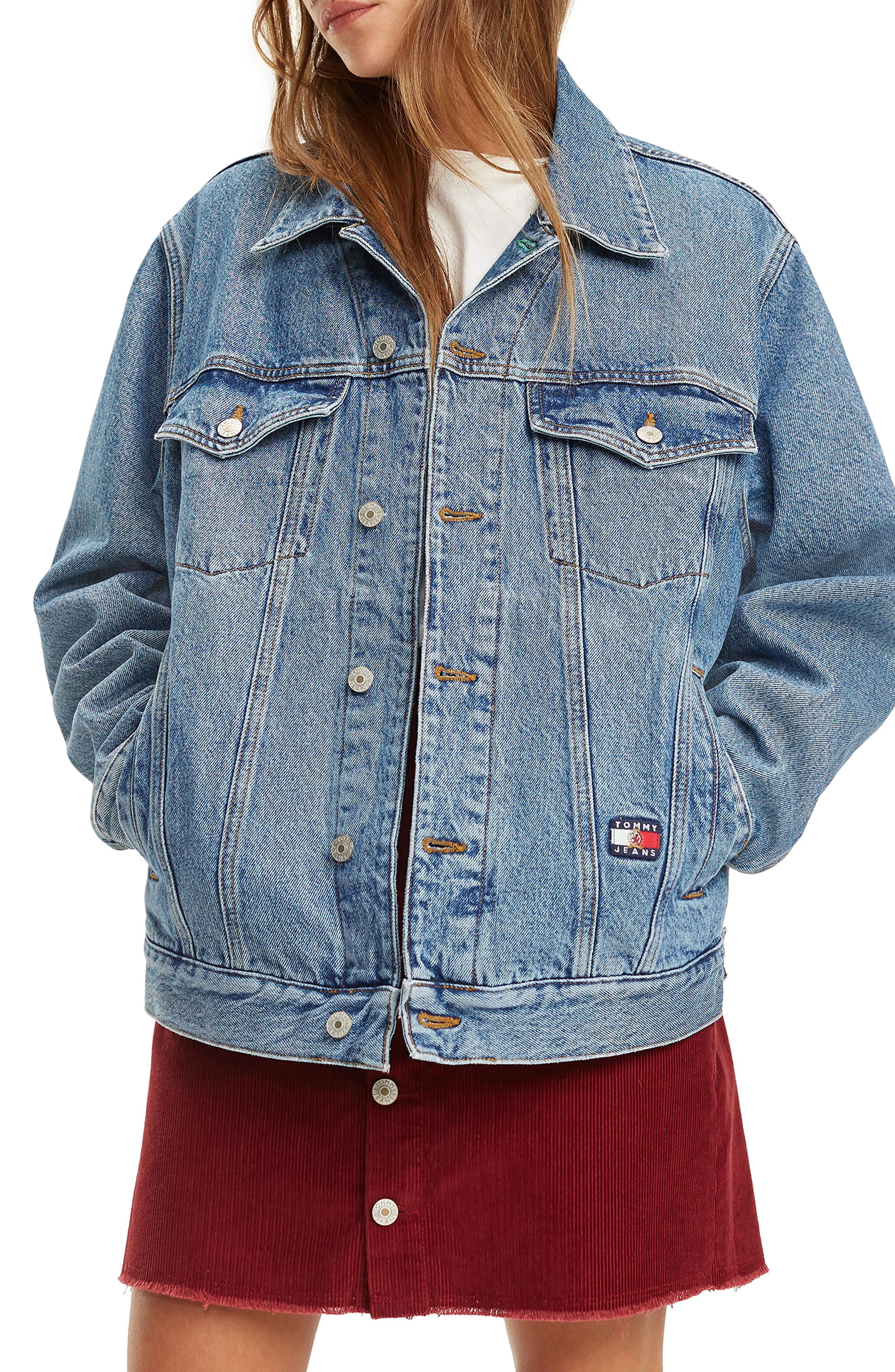 Women's Tommy Jeans Crest Capsule Denim Trucker Jacket, Size X-Small - Blue | Nordstrom