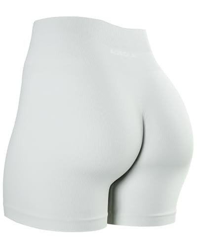 AUROLA Power Scrunch Butt Workout Shorts for Women Seamless Gym Shorts High Waist Tummy Control Yoga Biker Shorts,Blanc De Blanc,M | Amazon (US)