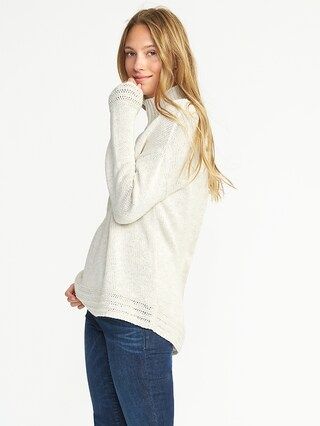 Old Navy Womens Mock-Neck Hi-Lo Sweater For Women Char Latte Size L | Old Navy US