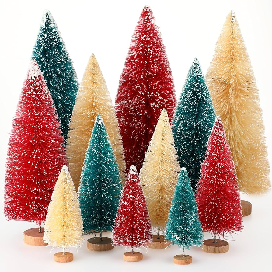 Meooeck 12 Pcs Mini Christmas Trees 4 Sizes 4/6/8/10 Inch Bottle Brush Christmas Trees Artificial... | Amazon (US)