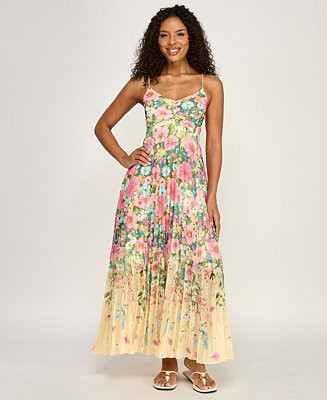 Juniors' V-Neck Floral Print Chiffon Dress | Macy's