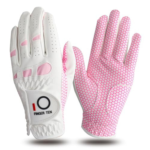 Amy Sport Womens Golf Glove 2 Pack Golf Gloves Women Right Handed Golfer Left Hand Ladies Rain Grip All Weather Pink Size Small Medium Large XL (X-Large, Worn on Right Hand) | Amazon (US)
