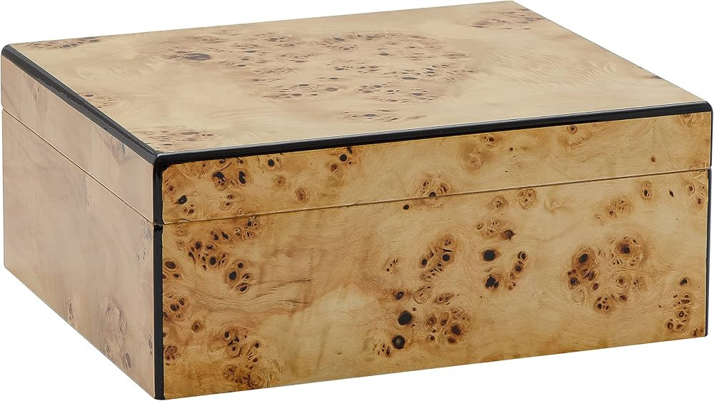 Flanders Desktop Cigar Storage Mapa Burl Wood and Decorative Inlay Glass Hygrometer Crystal Humid... | Amazon (US)