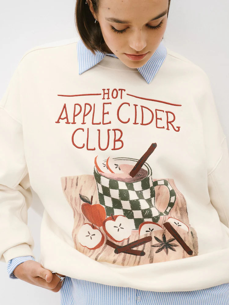 Ecru Autumnal Apple Cider Graphic Sweatshirt | Next US