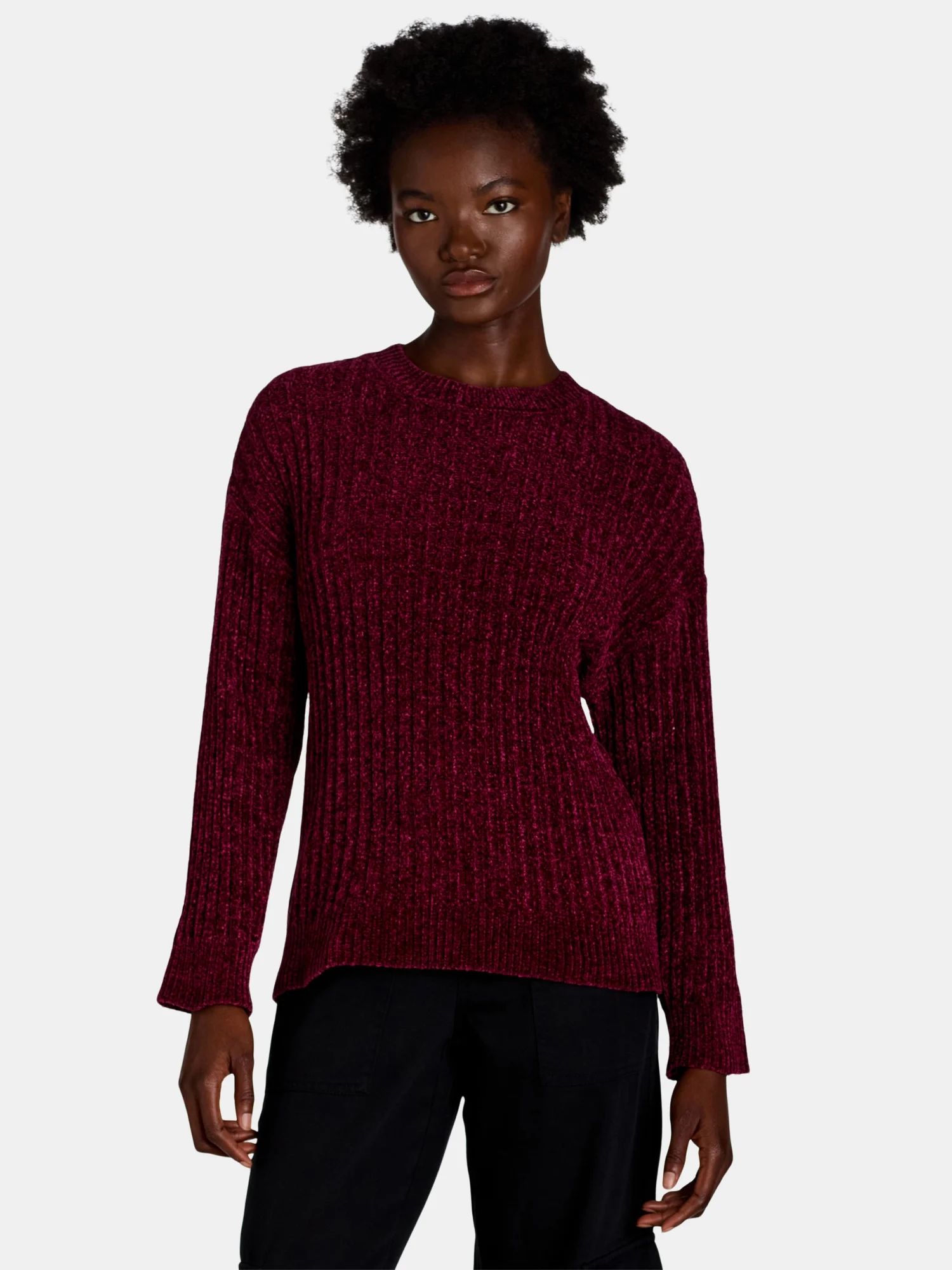 Time and Tru Women's and Women’s Plus Chenille Crewneck Sweater, Midweight, Sizes XS-4X | Walmart (US)