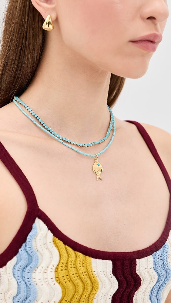 Teeny Gemstone Fish Charm Necklace | Shopbop