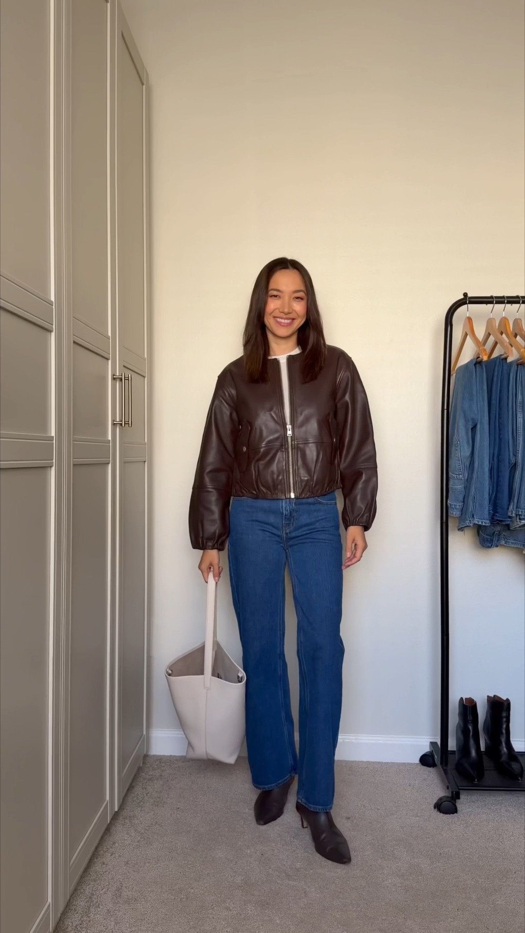 Easy elevated fall outfit

@onequince  leather jacket xs, beautiful & soft leather!
Bella relaxed jeans 25
Small bucket bag
Linked a few more favorite fall finds

#quincepartner

#LTKootd #LTKSeasonal