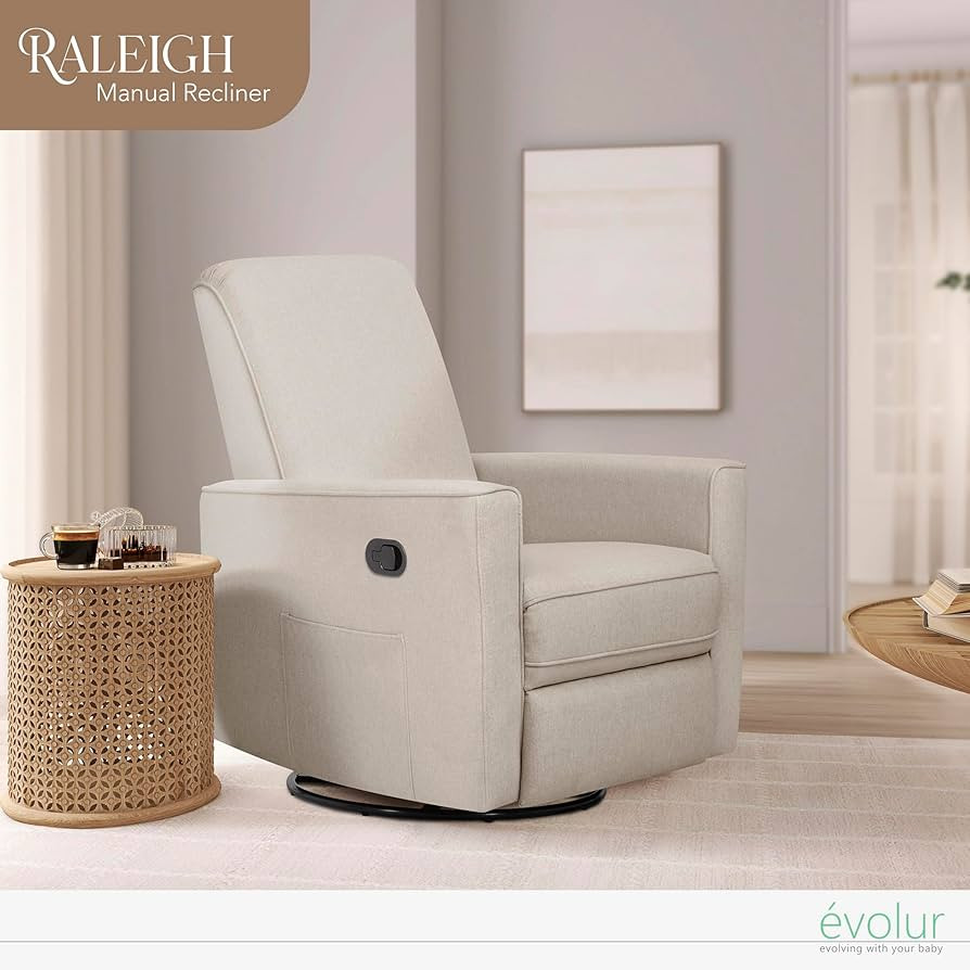 Evolur Raleigh Upholstered Manual Glider Recliner– Rocking & 360° Swivel with Smooth Glide –... | Amazon (US)