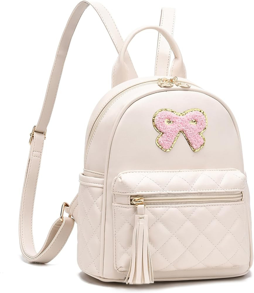 I IHAYNER Mini Backpcak for Girls Small Bowknot Quilted Leather Backpack Purse for Women Cute Tre... | Amazon (US)