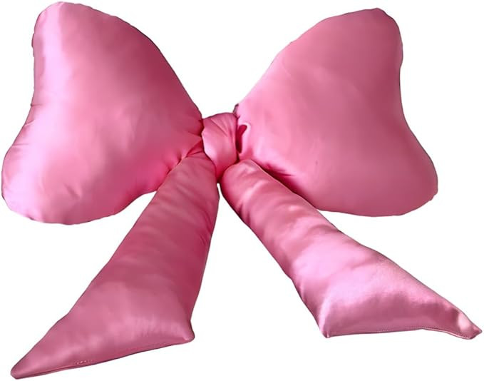 Bow Pillow - Big Bow Throw Pillow - Bow Shaped Pillow - Silky Satin - Coquette Decor - Bow Room D... | Amazon (US)