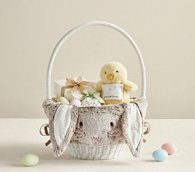 Long Ear Fur Bunny Easter Basket Liners | Pottery Barn Kids