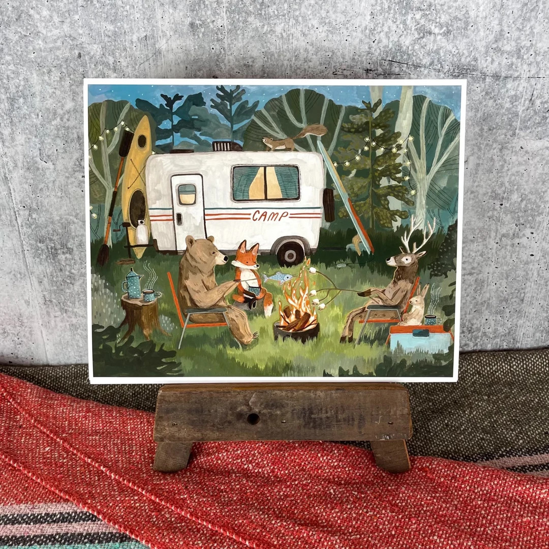 Camper Life Print Gouache Art Print Woodland Wall Art Boys Nursery Art Girls Nursery Art Camper W... | Etsy (US)