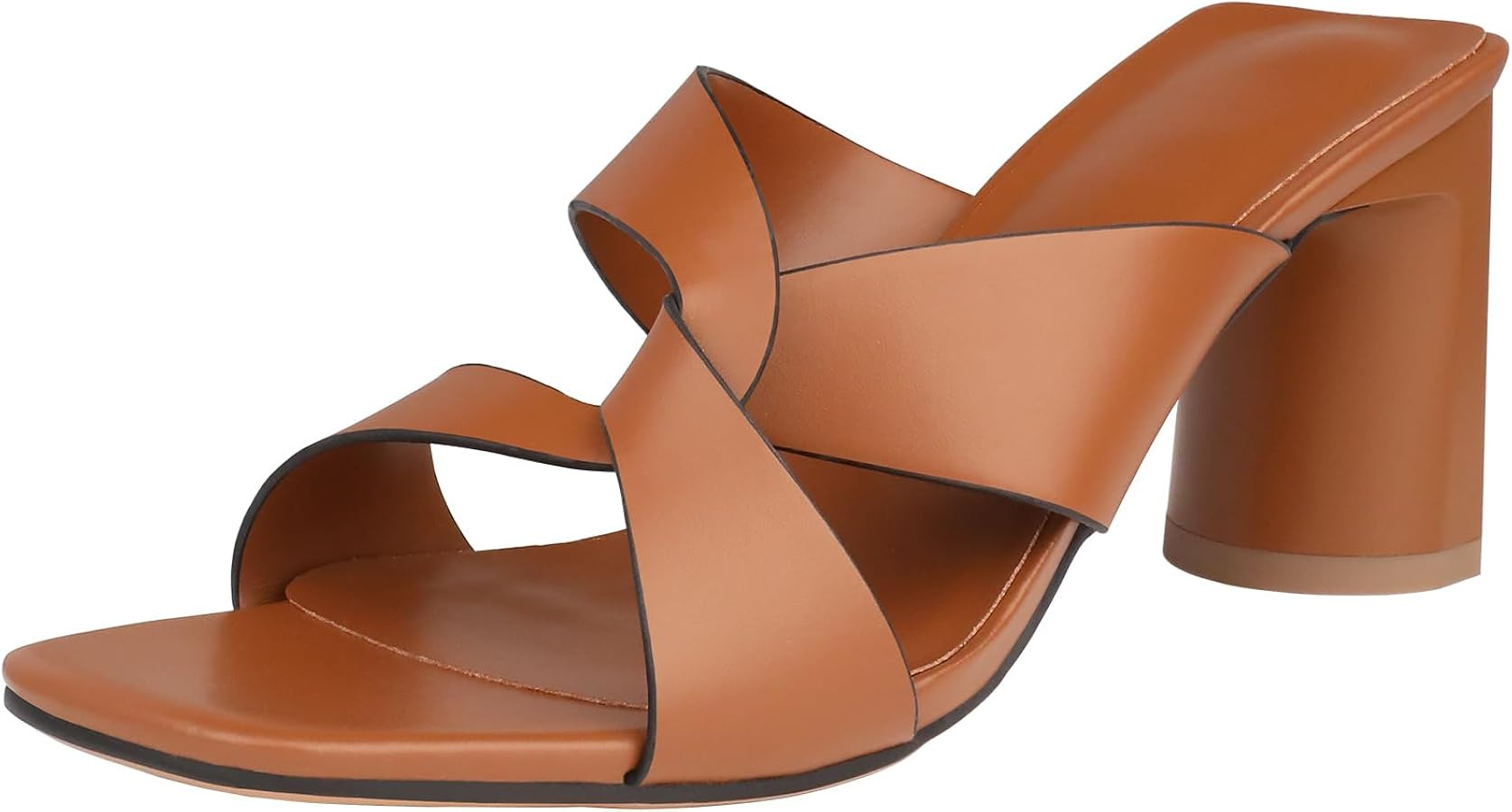 Husmeu Women's High Heeled Sandals for Women Dreesy Summer Mules Square Toe Slip on Heels Chunky ... | Amazon (US)